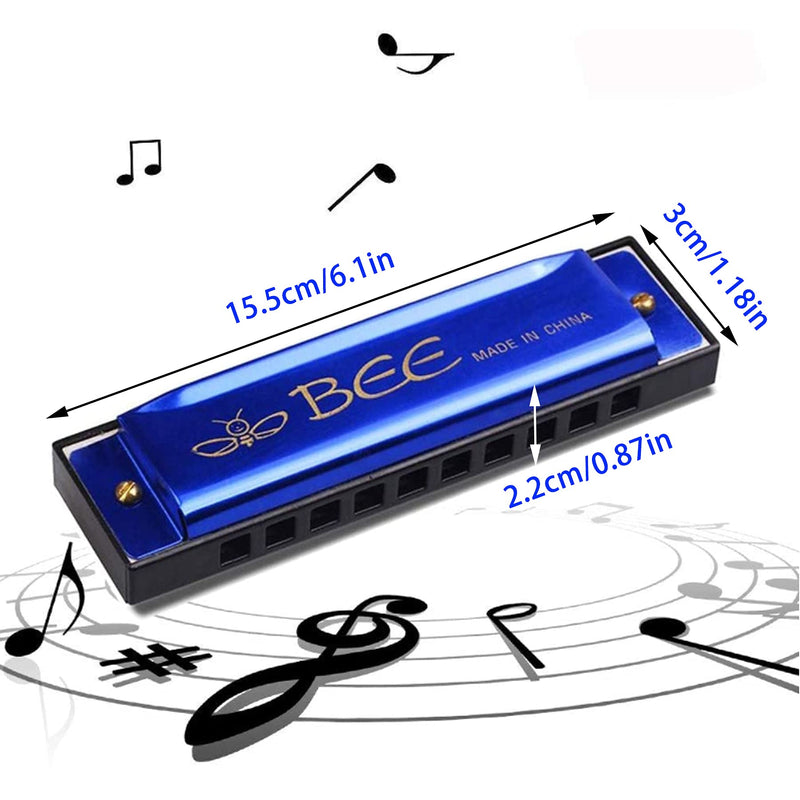 BERYCH 10 Holes 20 Tones Harmonica, Polyphonic Harmonica Musical Instrument Early Childhood Education Music Training Musical Instrument, Key Of c Major For Beginners, Adults, Kids Gift (Blue)