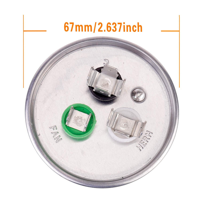HUAREW 80+7.5 uF ±6% 80/7.5 MFD 370/440 VAC CBB65 Dual Run Start Round Capacitor for Condenser Straight Cool or Heat Pump Air Conditioner or AC Motor and Fan Starting