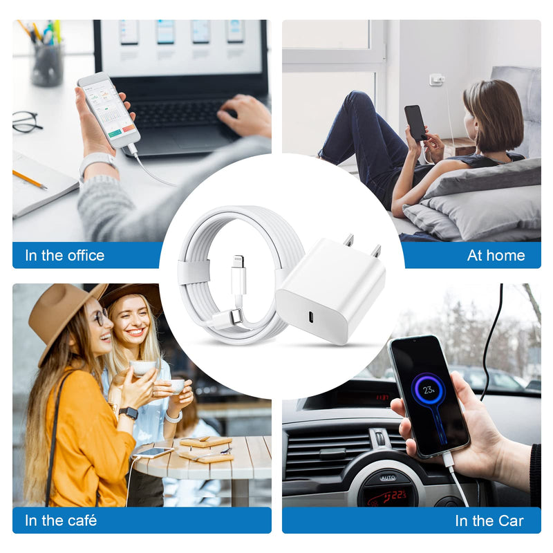 [AUSTRALIA] - Fast Charger iPhone，[Apple MFi Certified] 20W PD USB C Wall Charger 4 Pack with 6FT Fast Charging Cable - Fast Charger for iPhone 14/14 Pro Max/13/13 Pro/12/12 Pro/11/11 Pro/XS, iPad 