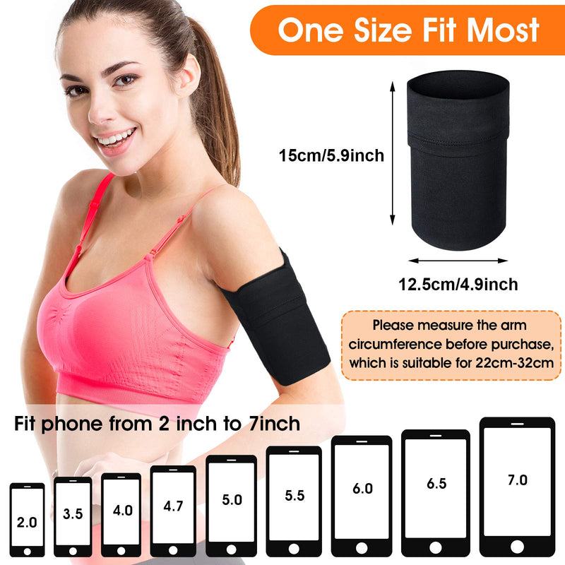 2 Pieces Phone Running Armband Sleeves Hidden Pocket Wrist Arm Band Sleeve with 2 Pieces Nonslip Stretchy Sweat Bands Headbands for Walking Exercise Workout Gardening Fishing Training Jogging