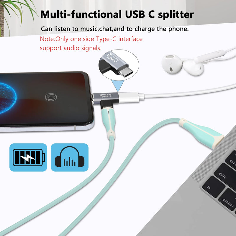 GELRHONR 2 in 1 USB C Adapter,USB Type-C Female to Dual Male Splitter Support 5V3A Fast Charging 3.1Gen1 5Gb Data Transfer for Type-C Devices-2Pack
