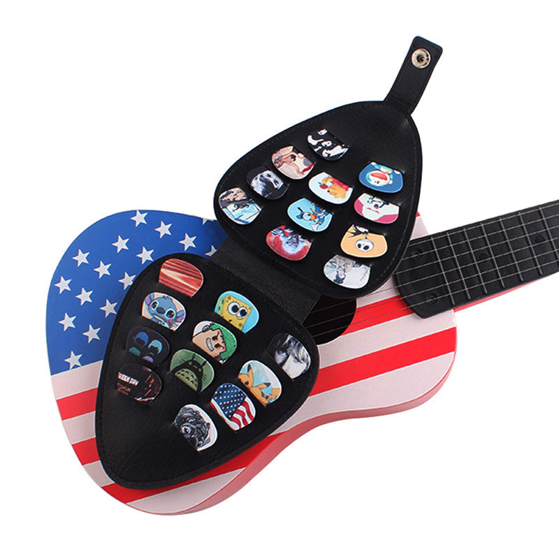 Guitar Pick Holder Case Bag with 22 Slots, PU Leather Guitar Plectrums Bag Case for Acoustic Electric Guitar, Variety Pack Picks Storage Pouch Box