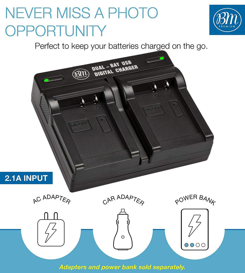 BM Premium NB-10L Dual Bay Battery Charger for Canon PowerShot G15, G16, G1X, G3X, SX40 HS, SX40HS, SX50 HS, SX60 HS Digital Cameras