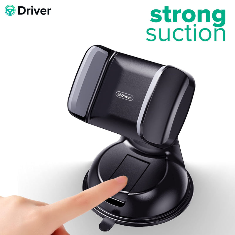 DRIVER Car Phone Mount, 360 Degree Rotation Short Arm Dashboard Windshield Cell Phone Holder, Compatible with iPhone 12/11 Pro Max/11/XS/XR/X/8/7, Galaxy and More