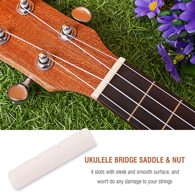 2 Pcs Ukulele Bridge Saddle and Nut Replacement for 4 string Ukulele Parts