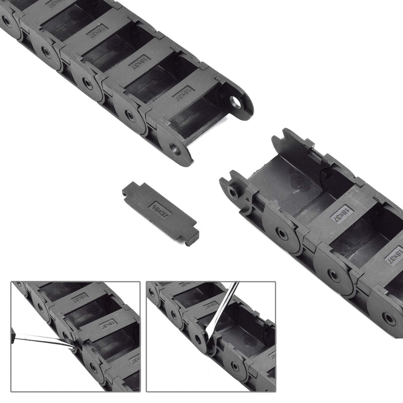 Plastic Drag Chain Cable Carrier Closed Type with End Connectors R38 18 x 37mm L1000mm for Electrical CNC Router Machines