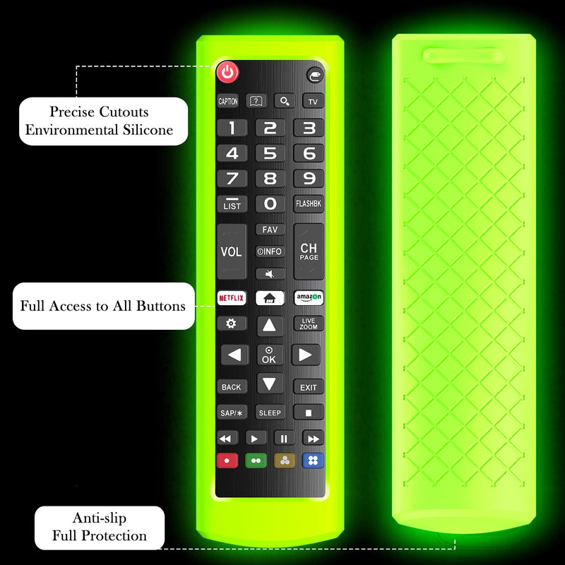 Case for LG TV Remotes, Remote Cover for LG Smart TV Remote Control AKB75095307 AKB75375604 AKB74915305 Original, Replacement Silicone Skin Sleeve Glow in The Dark Green