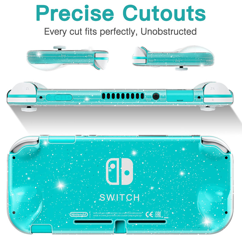 HEYSTOP Case Compatible with Nintendo Switch Lite, with Tempered Glass Screen Protector and 4 Thumb Grip, Front and Back, All-Round Protective case (Clear) Clear