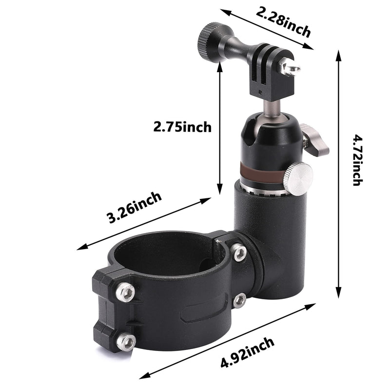 BESTAOO UTV ATV Camera Mount Compatible with GoPro for 1.75"-2" Roll Bar, Aluminum 360° Rotation Action Camera Holder for All GoPro Models, Such as Hero 9, 8,7,5 4, GoPro Max, Insta360 etc Black