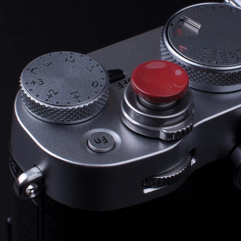 VKO Soft Metal Shutter Release Button Brass Compatible with Fujifilm X-T30 X-T4 X-T3 X100F X-T20 X-PRO2 XPRO-3 X30 X100T X100S X-E2 X-T2 M9 M10 Camera Black Red Dark-red 11mm Concave Surface(3 Pack)