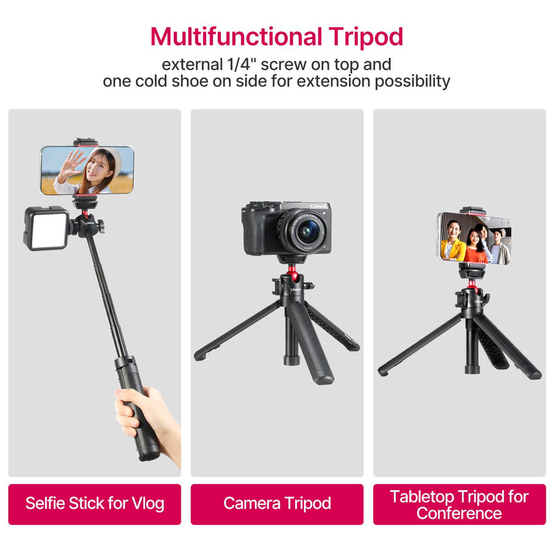 Ulanzi MT-16 Camera Tripod Mini Tabletop Tripod Selfie Stick with Cold Shoe,Travel Tripod for Phone 12 Canon G7X Mark III Sony ZV-1 RX100 VII A6600 Vlogging Filmmaking Live Streaming