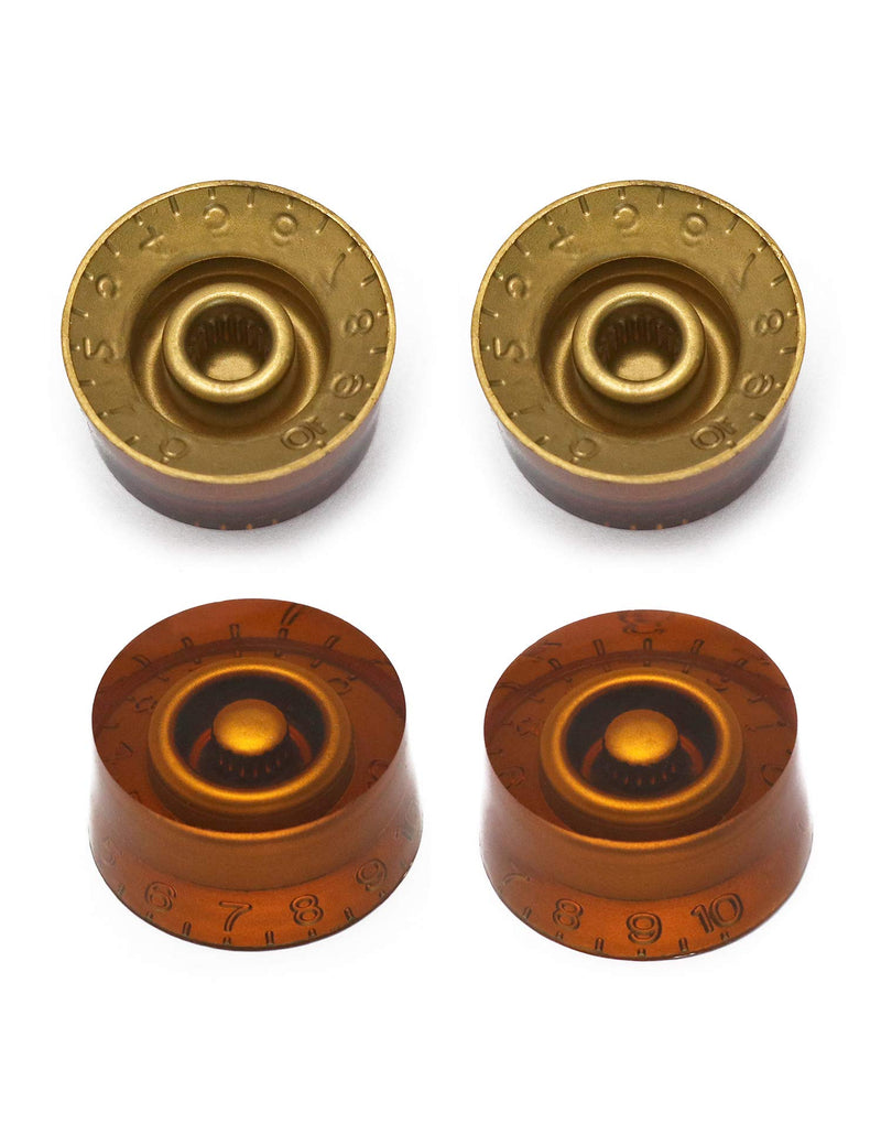 Metallor Guitar Top Hat Knobs Speed Control Knobs Volume Tone Knobs Compatible with Les Paul LP Style Electric Guitar Parts Replacement Set of 4Pcs Amber. Amber-2