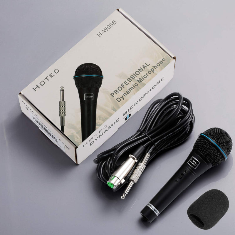 [AUSTRALIA] - Hotec Professional Vocal Dynamic Handheld Microphone with 19ft Detachable XLR Cable and ON/OFF Switch (Metal Black) (H-W06B) 