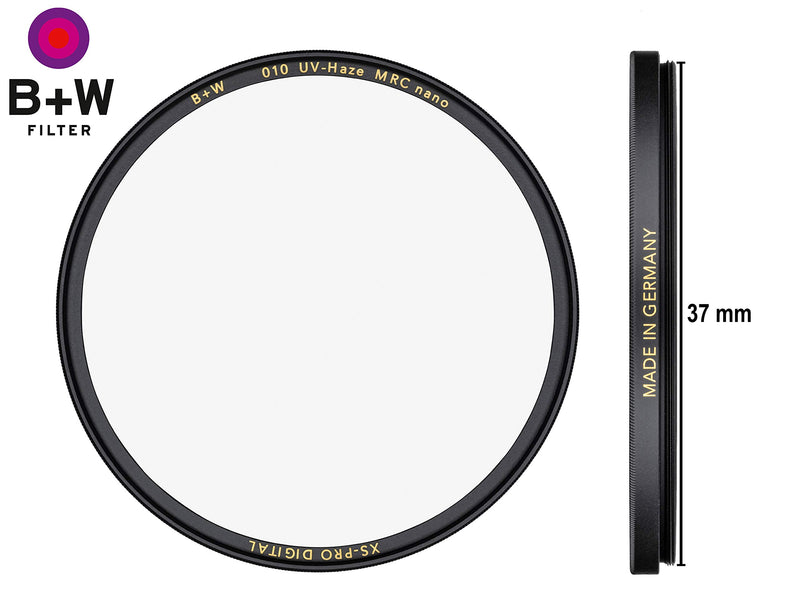 B + W 37mm UV Protection Filter (010) for Camera Lens - Xtra Slim Mount (XS-PRO), MRC Nano, 16 Layers Multi-Resistant and Nano Coating, Photography Filter, 37 mm, Clear Protector