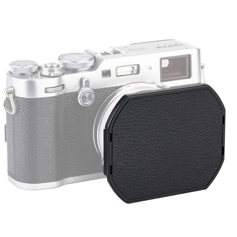 JJC LH-JX100FII BLACK Square Metal Lens Hood for Fujifilm X70 X100 X100S X100T X100F X100V, Fuji X100S, Fuji X100F, Fuji X100V Lense Hood Shade, W/ Front Cap, Fujifilm LH-X100 Lens Hood Replacement
