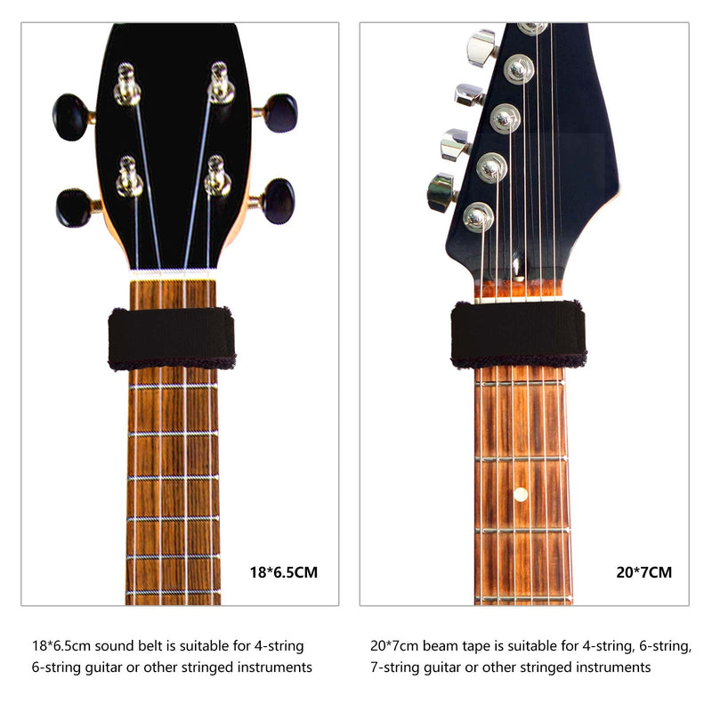 Rockhouse String Muter, Universal Guitar Fret Dampener, String Wraps for 4-string, 6-string instruments Black 2-pack(Small, Medium)