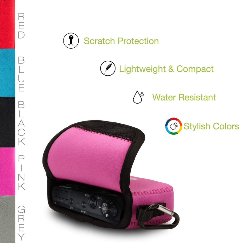 MegaGear ''Ultra Light'' Neoprene Camera Case Bag with Carabiner for Canon PowerShot G9 X Mark II, G9 X Digital Camera (HotPink, Neoprene) Hot Pink