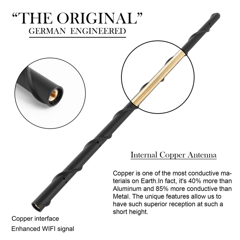 KSaAuto Spiral Antenna Compatible with Jeep Wrangler JL JK JKU JLU Rubicon Unlimited Sahara Gladiator (2007-2021) | 16" Flexible Stub Antenna Replacement | Upgrade Designed for Premium Radio Reception