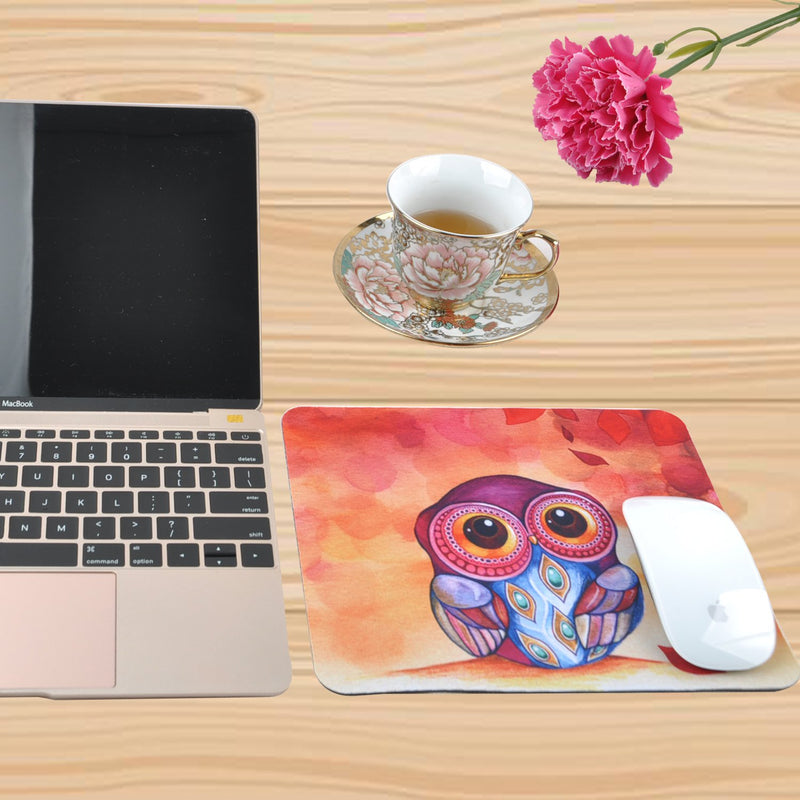 Gaming Mouse Pad Mat, 8 inch Non-Slip Rubber Mousepad , Silky Smooth Surface Edges for Computer ,Laptop& PC, 8 × 9 x 0.1 inches Rectangle, Owl