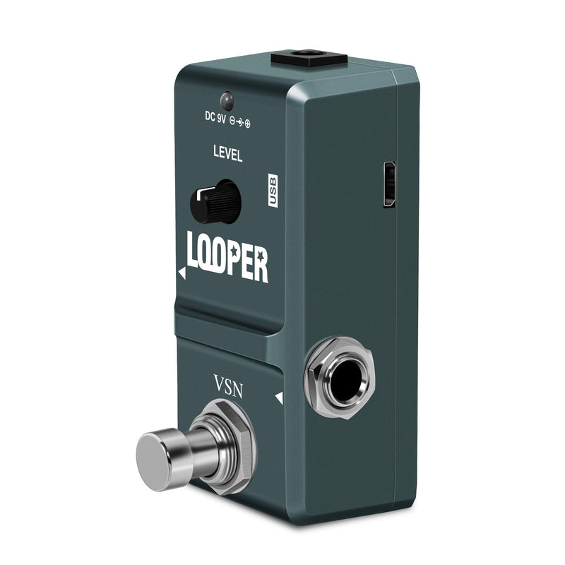 [AUSTRALIA] - VSN Looper Pedal，48K Looper Electric Guitar Effect Loop Pedal 10 Minutes of Looping Unlimited Overdubs USB Port True Bypass Gray iron 