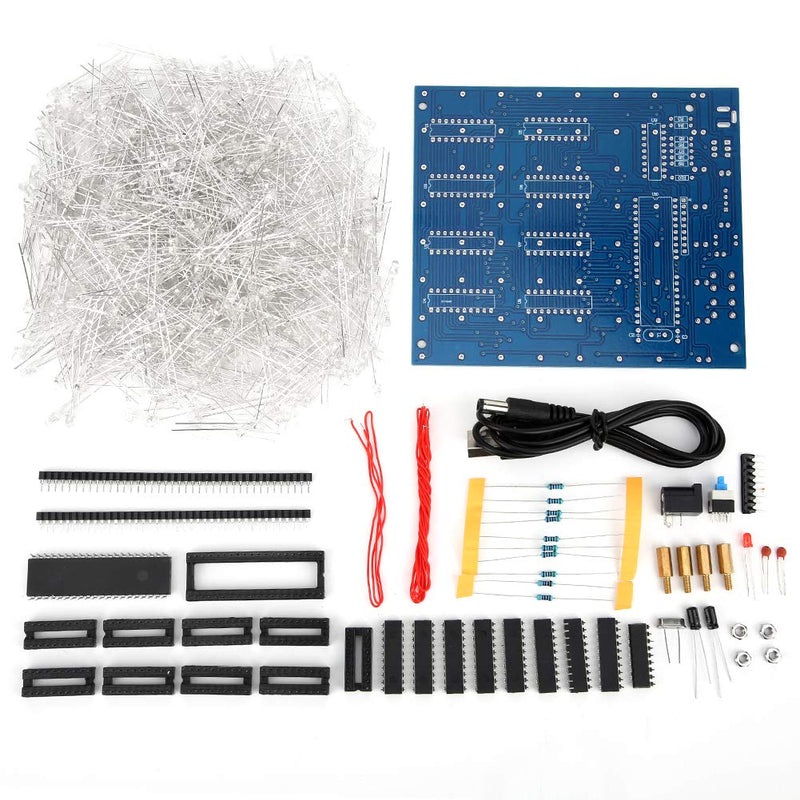 3D LED Light DIY Kit, 3D Printed Circuit Board, Stable 3D Led Cube Light DIY Kit for 8 x 8 x 8CM Cubes, White Blue Lighting Super Bright LED Light