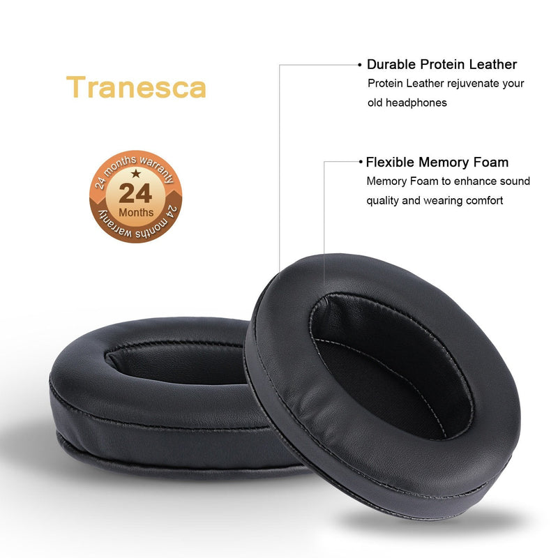 Tranesca Leather Replacement earpad/Ear Cushion/Ear Cover for Big OVEREAR Headphones (Fits a Great Variety of Headphones) - Black