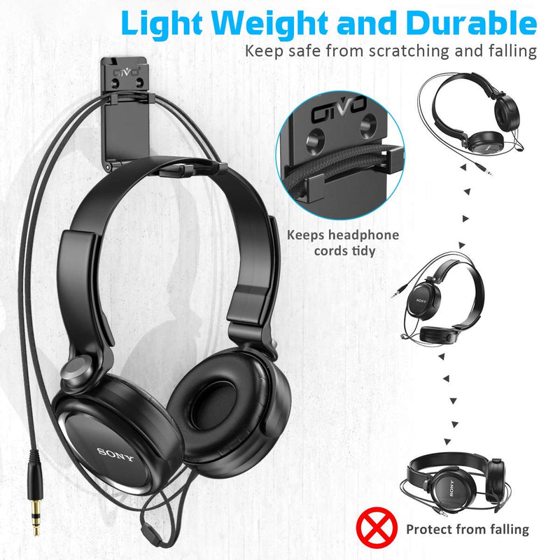 Headphones Universal Wall Mount, Hanger Holder, OIVO Upgraded with Cable Slot & Rotable Design- 1 Pack