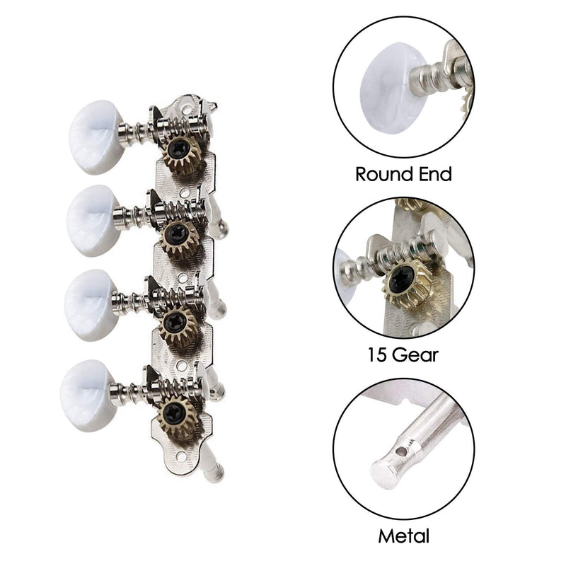 Mandolin Tuning Pegs, Open Knob, Clear Ends, Round Heads, Mandolin Tuning Machine, for 8 Strings Musical Instruments, Double Hole 4L 4R Mondolin Clear-open