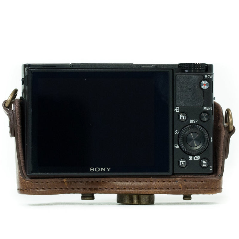 MegaGear Ever Ready Leather Camera Case Compatible with Sony Cyber-Shot DSC-RX100 VI, DSC-RX100 V, DSC-RX100 IV, DSC-RX100 III Dark Brown