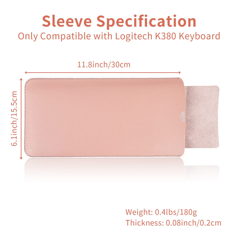 GFANSY PU Leather Keyboard Sleeve for Logitech K380 Bluetooth Multi-Device Wireless Keyboard, Travel Sleeve Bag Case, Not Included Keyboard (for Logitech K380, PU-Pink)