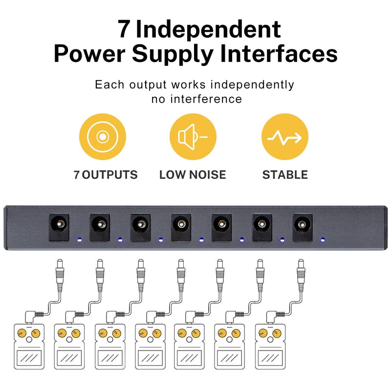 [AUSTRALIA] - lotmusic Guitar Pedal Power Supply,7 Isolated DC Outputs,Built-in Rechargeable Battery for 9V Guitar Effect Pedals,Short Circuit/overcurrent Protection and USB Port for iPhone iPad 7 OUTPUTS 