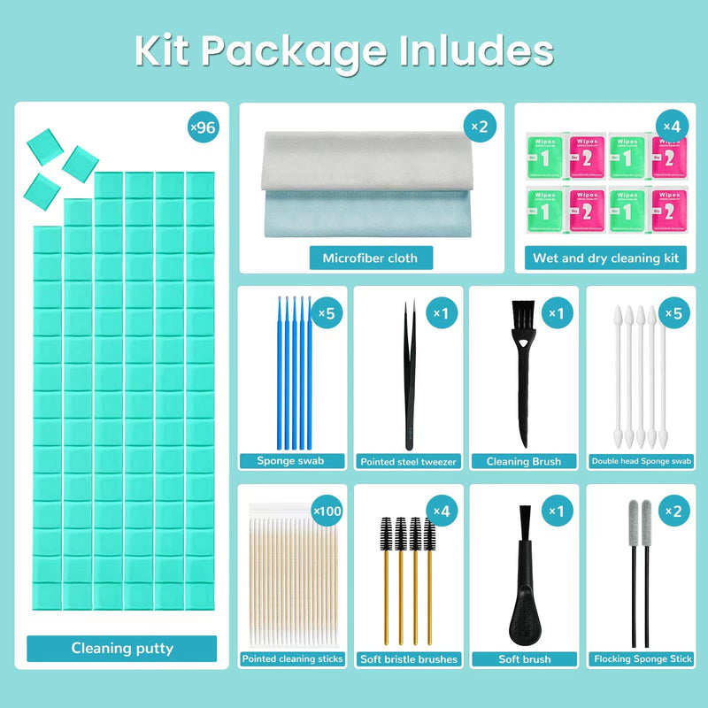 MUIIGOOD Airpods Cleaner Kit 220 Pcs Airpod Cleaning Putty Remove Ear Wax, Phone Cleaning Set Clean Brush Microfiber Cloth for Airpods Pro/1/2/3 Charging Case Headphones Phone Camera Hearing Aids