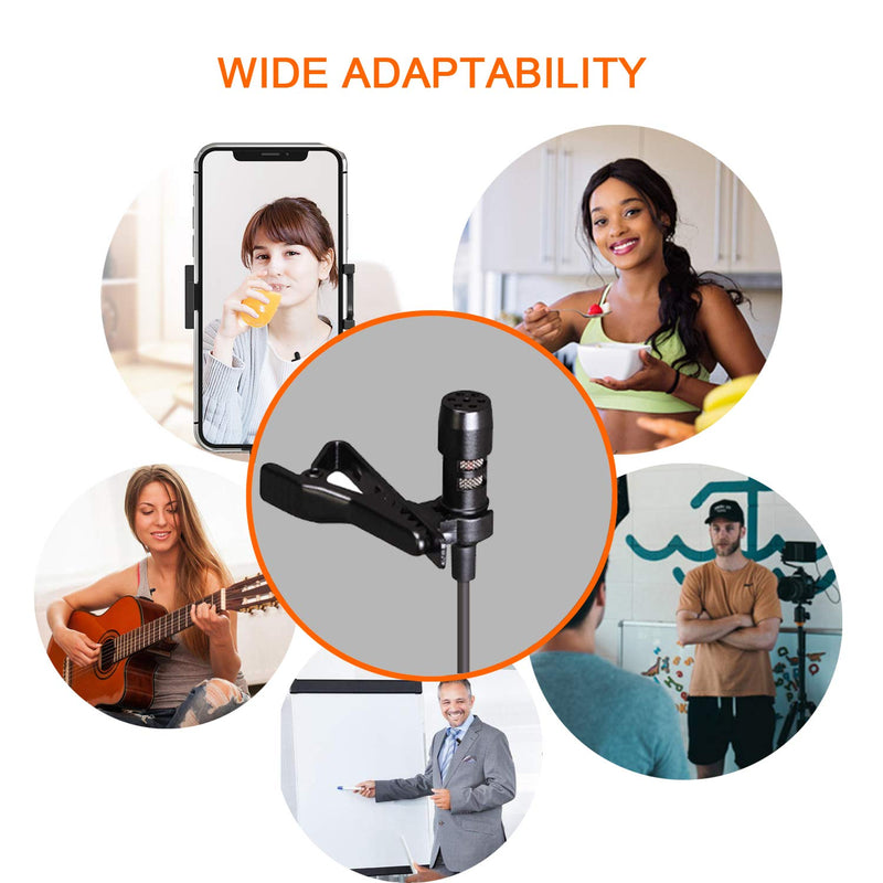 ESTIQ Professional Lavalier Lapel Microphone Omnidirectional Condenser Mic - 3.5mm Jack Mic - Perfect for Recording YouTube, Interview, Video, (Suitable for iPhone/Android/PC/Camera)