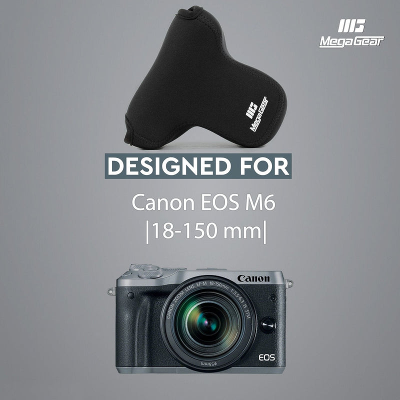 Megagear Canon EOS M6 (18-150 mm) Ultra Light Neoprene Camera Case, with Carabiner - Black - MG1153 18-150 mm