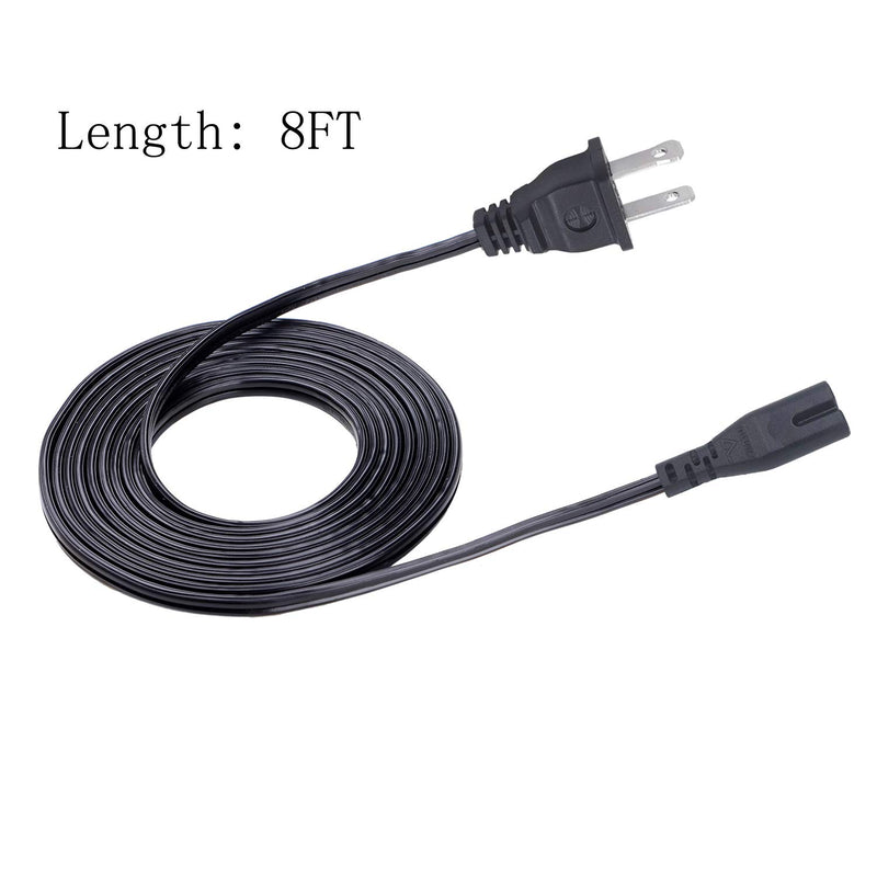 UL 8ft 2 Prong Power Cord for TCL Roku Smart TV HDTV 32 inch 40 42 43 48 50 55 60 65 75 inches 55FS4610R 32S4610R 50FS3800 55FS4690 40FS3800 TV Power Cord IEC C7 Replacement Cable