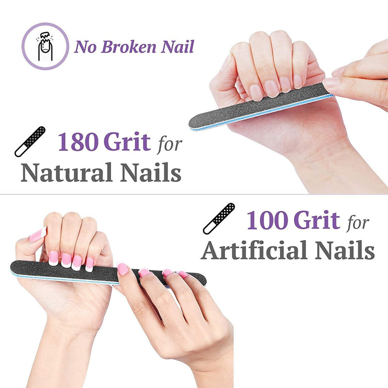 Nail Files and Buffer, TsMADDTs Professional Manicure Tools Kit Rectangular Art Care Buffer Block Tools 100/180 Grit 12Pcs/Pa(White) 6pcs 100 180 Grit & 6pcs buffer