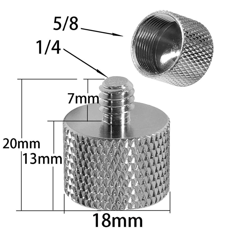 [AUSTRALIA] - 2 Pieces 1/4 to 5/8 Microphone Stand Adapter, Male to Female Threaded Microphone Stand Adapter, Screw Adapter from Camera Monitor to Microphone Stand(Nickel-Plated Solid Brass) (5/8 female to 1/4 male) 