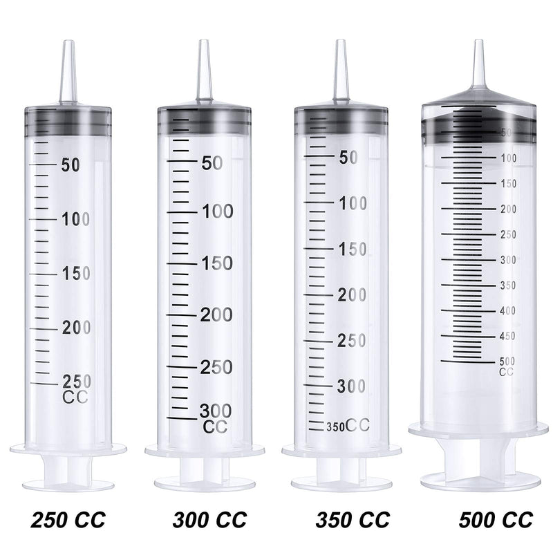 BBTO 2 Pieces Large Plastic Syringe with Tube 2 Pieces 40 Inch Handy Plastic Tubing and 2 Pieces Connections for Scientific Lab, Glue Dispensing, Watering, Refilling, Feeding and Measuring (500 ML) 500 ML