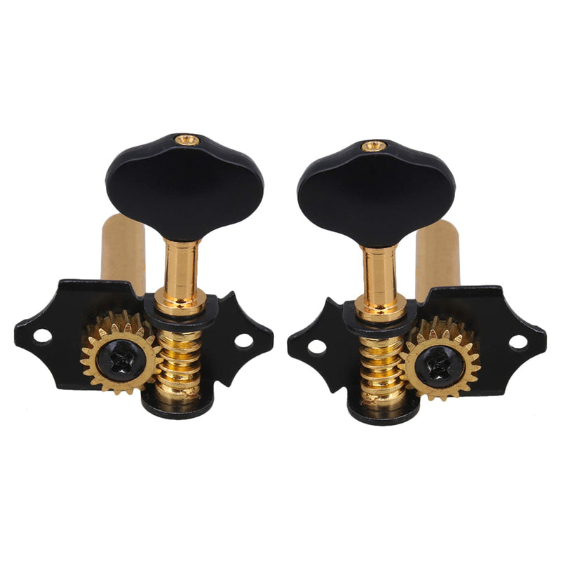 Yibuy Zinc Alloy Black Golden Open Style Guitar Machine Head Tuning Pegs Locking Tuners 3L 3R 18:1 for Classical Guitar