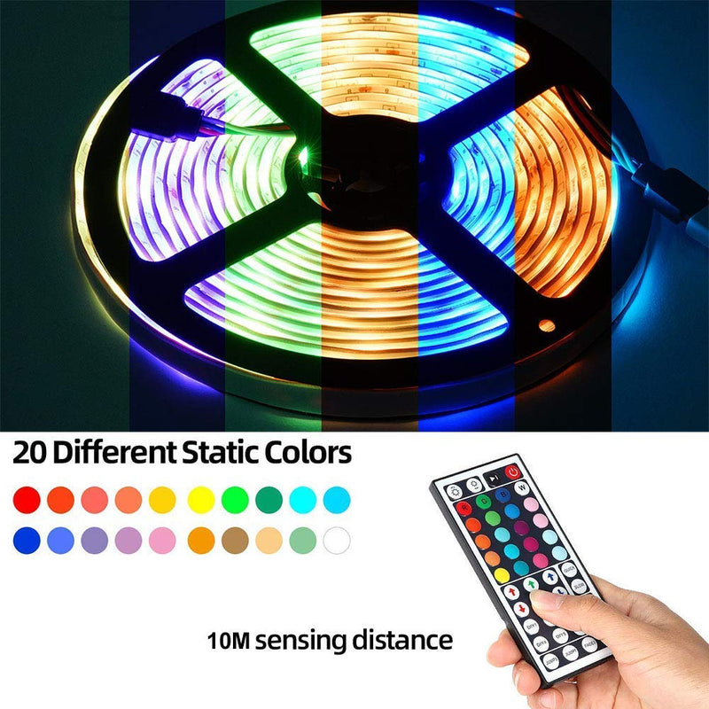 [AUSTRALIA] - LED Strip Lights, 32.8ft RGB Colored Rope Light Strip Kit with Remote Control for Room, Ceiling, Bedroom, Cupboard Lighting with Bright 5050 LED, Strong Adhesive Cutting Design (2X5m) 
