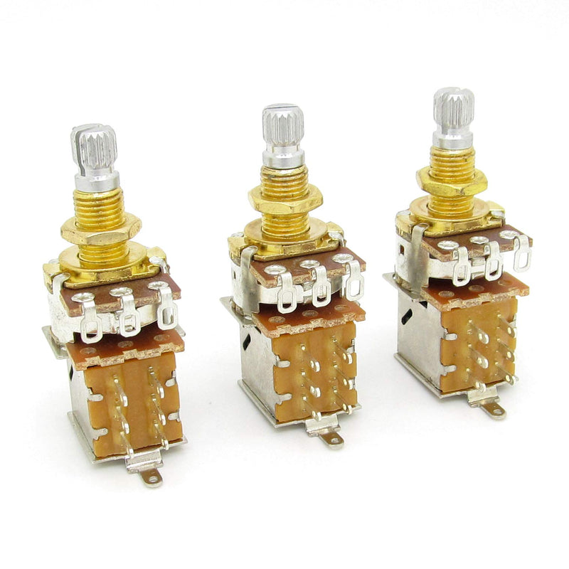 [ Gold ] Guitar Bass Push Pull Potentionmeter, B500K with Control Pot Potentiometer, Volume Tone Shaft Switch Pots (Pack of 3)