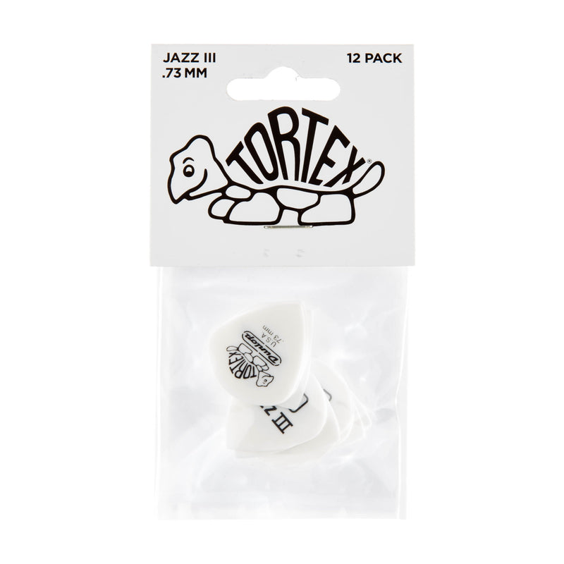 Jim Dunlop 478P.73 Tortex White Jazz III, .73mm, 12/Player's Pack 0.73mm 12 Pack