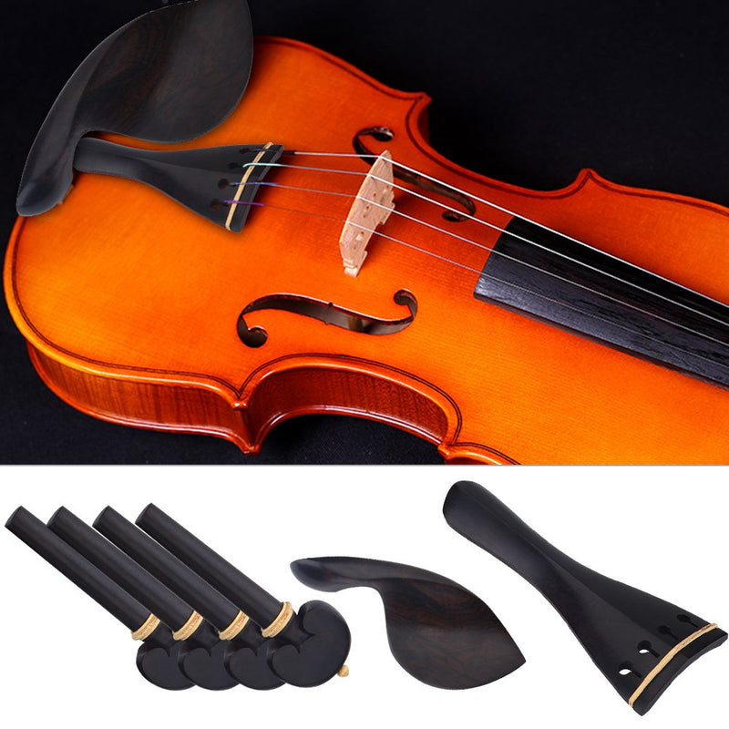 Bnineteenteam 1Set Wood 4/4 Violin Parts Set Include Chin Rest,Tuning Pegs,Bridge Pins and Tailpiece