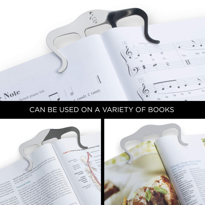 Metal Music Book Clip and Page Holder - Sheet Music Holders for Piano, Keyboard, Stands, and Books - Adorable Page Marker Clips with Velvet Storage and Carrying Bag - Strong, Sturdy