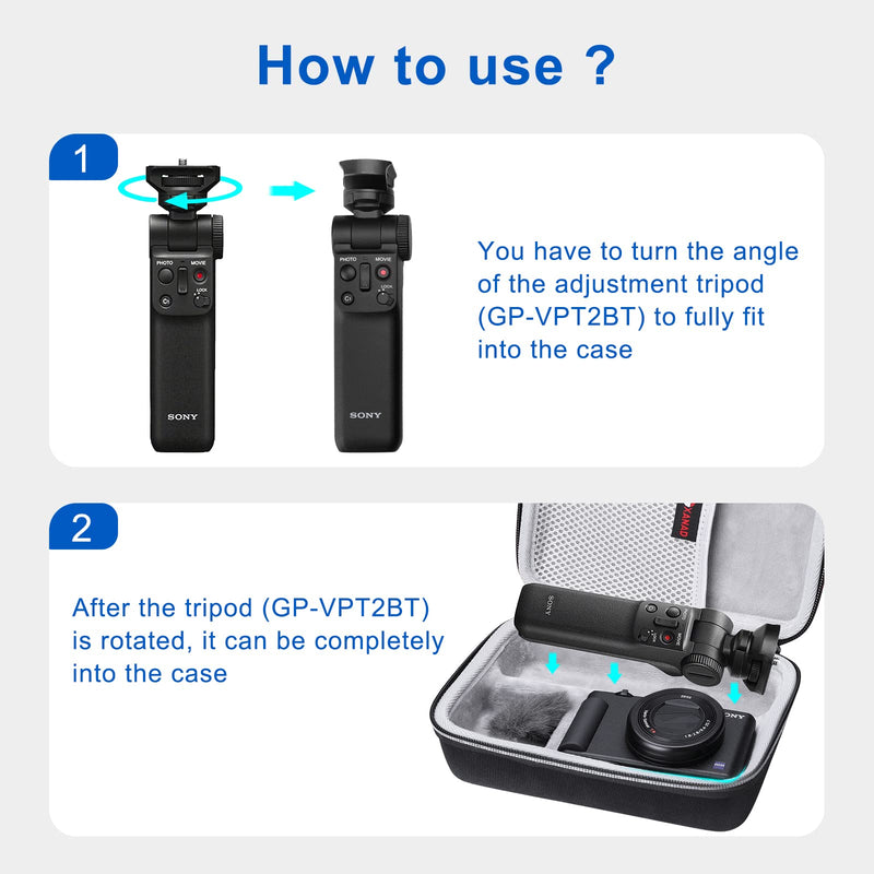 XANAD Hard Case for Sony ZV-1 Camera with Vlogger Accessory Kit Tripod (GP-VPT2 BT) and Microphone - Travel Protective Carrying Storage Bag