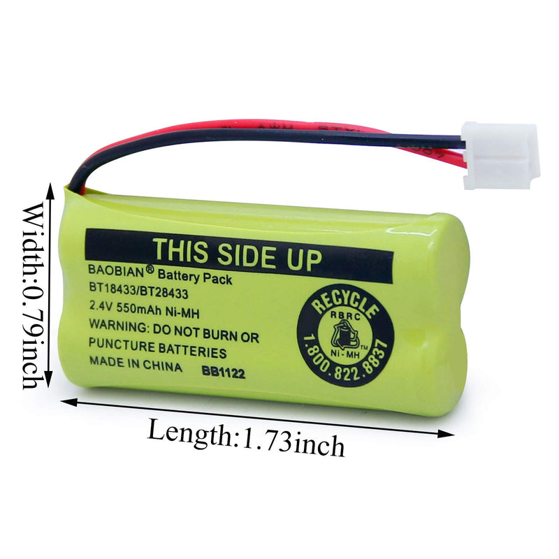 BAOBIAN BT18433/BT28433 BT184342 BT284342 BT1011 BT-1011 Cordless Phone Battery CL80109 CS6209 TL90078 BT-8300 BATT-6010 CS6219 CS6229 BT-1018 BT-1022 (4Pack) 4Pack