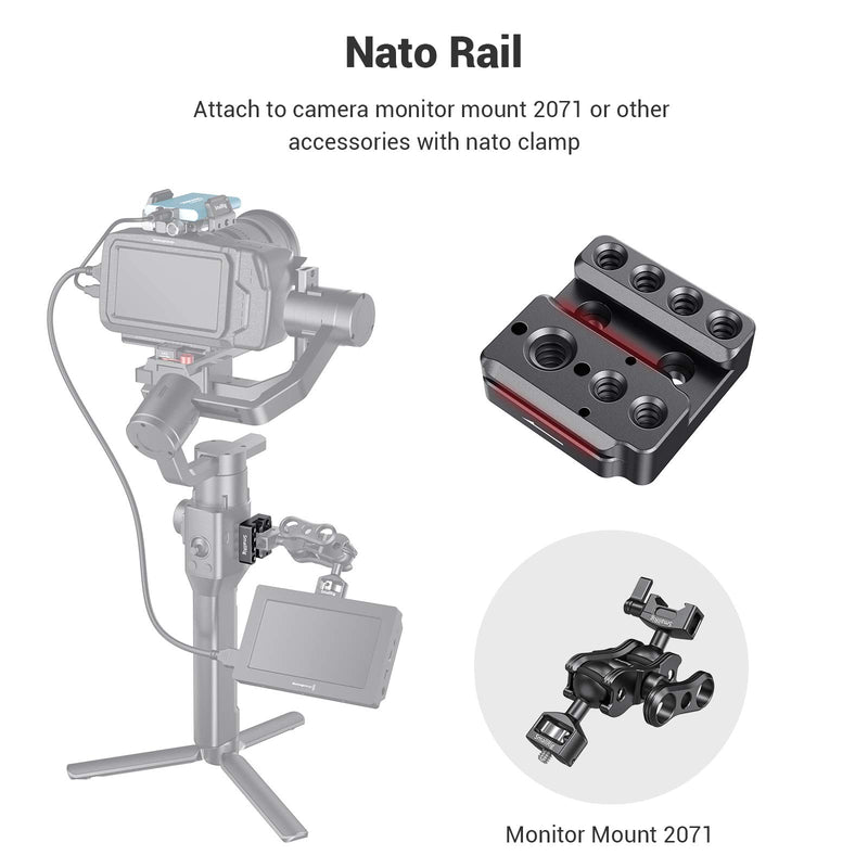 SMALLRIG Monitor Mount Holder for DJI Ronin S & Ronin SC Gimbal Accessories Mounting Plate, w/ 1/4” Thread 3/8” Locating Hole NATO Rail for Magic Arm Handle - 2214 1pc