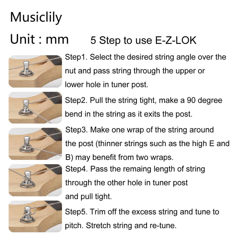 Wilkinson 6 inline E-Z-LOK Guitar Tuners Machine Heads Tuning Pegs Set for Fender Stratocaster/Telecaster Style Electric Guitar, Black