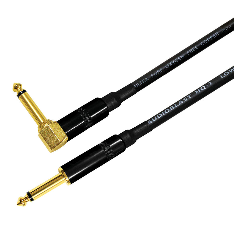 [AUSTRALIA] - Audioblast - 12 Foot - HQ-1 - Ultra Flexible - Dual Shielded (100%) - Guitar Instrument Effects Pedal Patch Cable w/Eminence Straight & Angled Gold ¼ inch (6.35mm) TS Plugs & Double Staggered Boots 