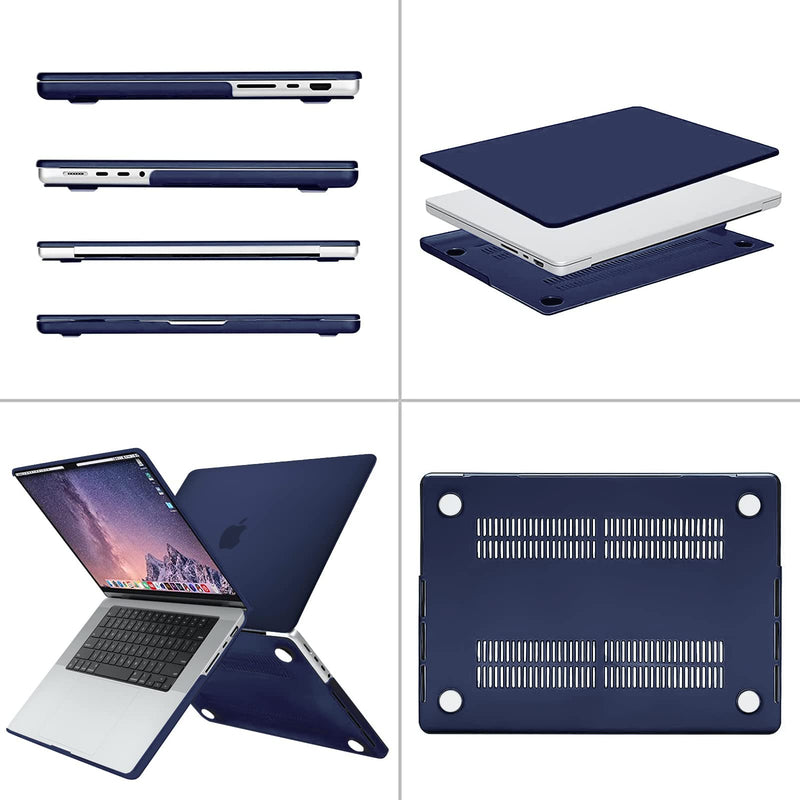 MOSISO Compatible with MacBook Pro 16 inch Case 2021 2022 Release A2485 M1 Pro/Max with Liquid Retina XDR Display Touch ID, Plastic Hard Shell&Keyboard Skin&Screen Protector&Storage Bag, Navy Blue